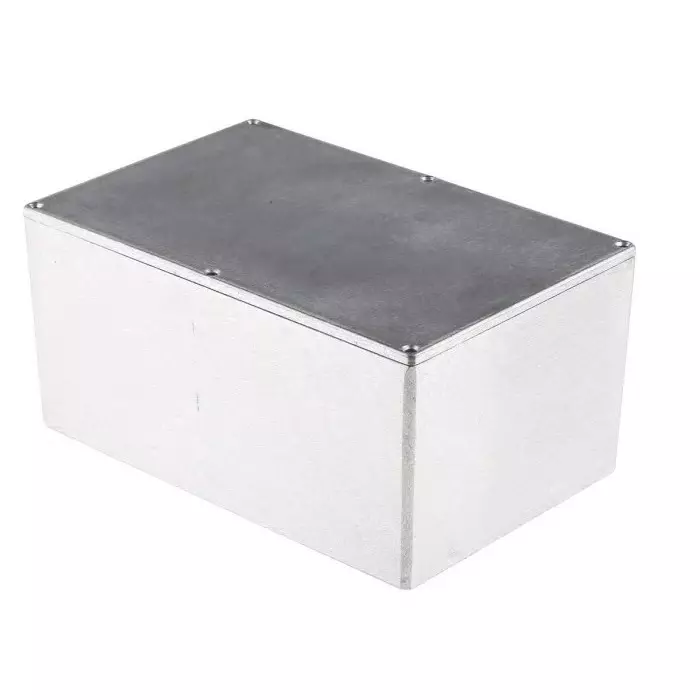 RS PRO Silver Die Cast Aluminium Enclosure IP66 Silver Lid 222.2 x 146 x 106.5 mm
