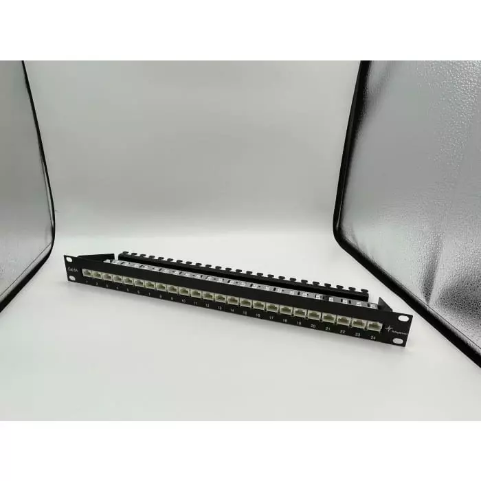 Telegartner Telegartner Data Series Cat6 24 Port RJ11 RJ12 RJ45 RJ Patch Panel Shielded 1U Black, J02023S0051
