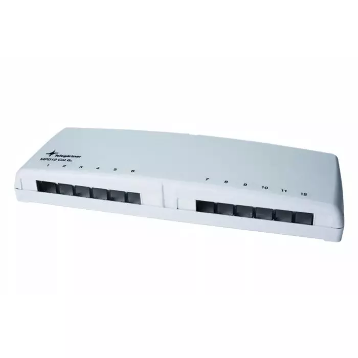 Telegartner Telegartner Data Series Cat5e Cat6 Cat6a 12 Port RJ Patch Panel White, H02000A0106