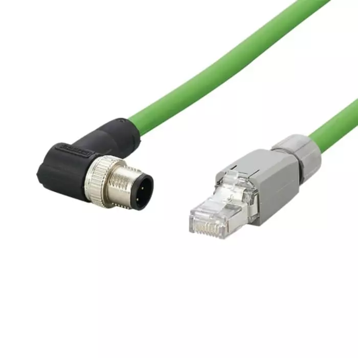 IFM E122 2m Green M12 to Male RJ45 Male Shielded Terminated PVC Sheath, E12226