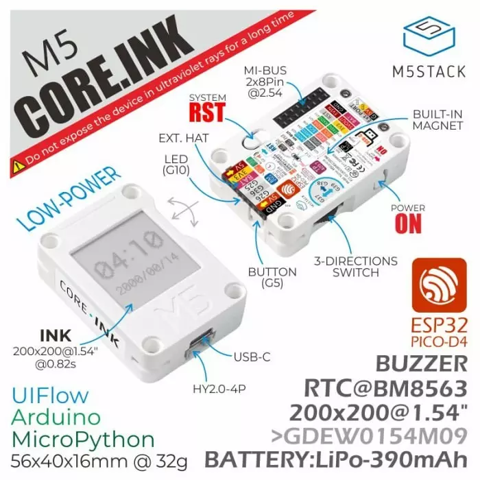 M5Stack CoreInk 32 Bit MCU Development Kit, K048
