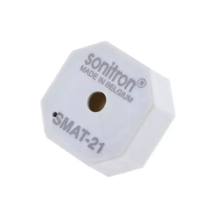 Sonitron 90dB Through Hole Continuous External Piezo Buzzer 21x21x9.5 mm 0 V AC Min 30 V AC Max, SMAT-21-P10