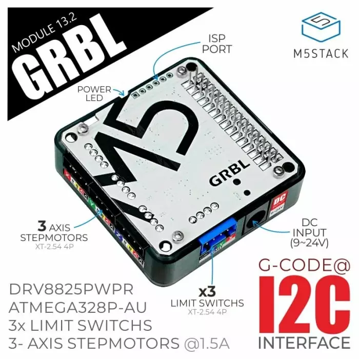 M5Stack GRBL Module 13.2 Stepmotor Driver Motor Driver for ATmega328P-AU DRV8825PWPR for M5 Core M5StickC M5StickV, M035