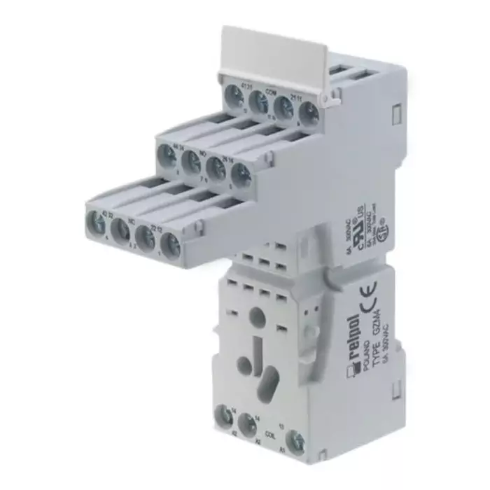Relpol 14 Pin 300 V AC DIN Rail Relay Socket for R4N Relay, GZM4-BLACK