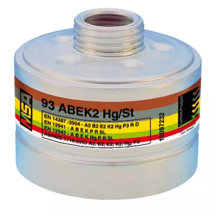 MSA Safety Series 93 Reusable Respirator Filter Combined Filter, For Facepieces, Filters Ammonia, Gas, Sulphur Dioxide, Vapour, EN 14387 Standard, 10097232
