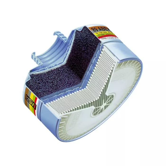 MSA Safety Series 93 Reusable Respirator Filter Combined Filter, For Facepieces, Filters Ammonia, Gas, Sulphur Dioxide, Vapour, EN 14387 Standard, 10097232