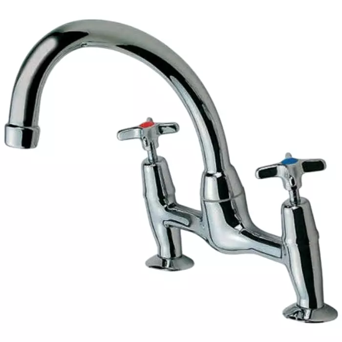Pegler Yorkshire Chrome Plated Brass Twist Handle Dual Flow Pillar Pattern Sink Mixer 1/2in, 320007