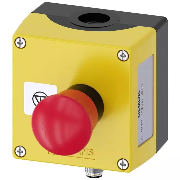 Siemens Black, Yellow Plastic 3SU Control Station Enclosure - 1 Hole 22mm Diameter, 3SU1801-0NH00-4NB2