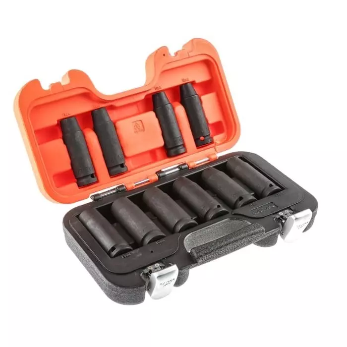 Bahco Impact Socket Set Alloy Steel Blackened Finish 1/2 inch Square Drive, DD/S10 (Set of 10 Pcs)
