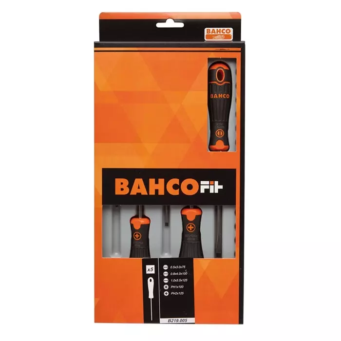 Bahco Phillips Slotted Screwdriver Set, B219.005 (Set of 5 Pcs)
