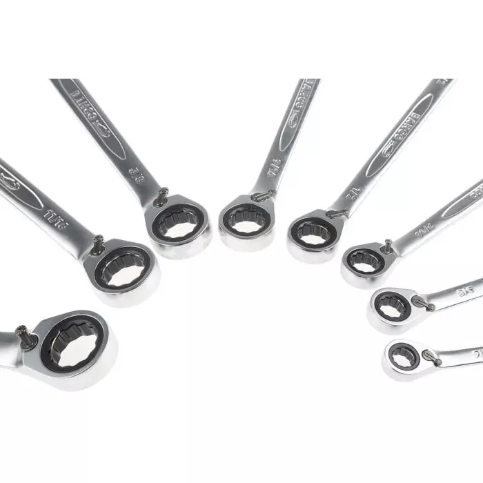 Bahco 1RZ Series Ratchet Spanner Set 5/16-3/4 Alloy Steel, 1RZ/SH8 (Set of 8 Pcs)