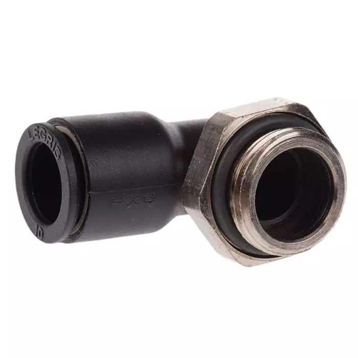 Legris LF3000 Series Elbow Threaded Adaptor G 3/8 Male to Push In 10 mm Threaded-to-Tube Connection Style, 3199 10 17 (Pack of 2 Pcs)