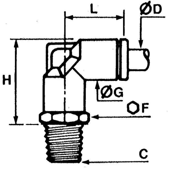 Legris LF3000 Series Elbow Threaded Adaptor M5 Male to Push In 4 mm Threaded-to-Tube Connection Style, 3189 04 19 (Pack of 5 Pcs)