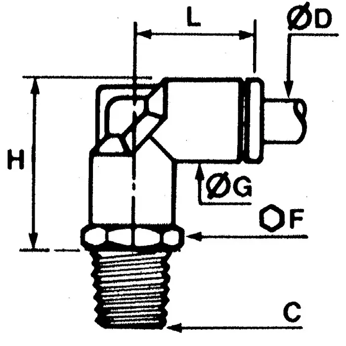 Legris LF3000 Series Elbow Threaded Adaptor M5 Male to Push In 4 mm Threaded-to-Tube Connection Style, 3189 04 19 (Pack of 5 Pcs)