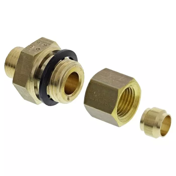 Legris Brass Pipe Fitting Straight Compression Coupler Male G 1/4 inch to Female 6 mm, 0101 06 13 (Pack of 5 Pcs)