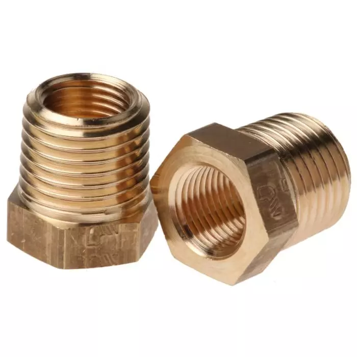 Legris Brass Pipe Fitting Straight Threaded Reducer Male R 1/4 inch to Female G 1/8in, 0163 13 10 (Pack of 5 Pcs)