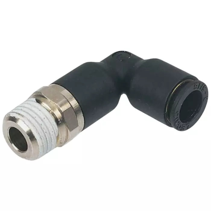 Legris LF3000 Series Elbow Threaded Adaptor R 1/8 Male to Push In 4 mm Threaded-to-Tube Connection Style, 3129 04 10 (Pack of 5 Pcs)