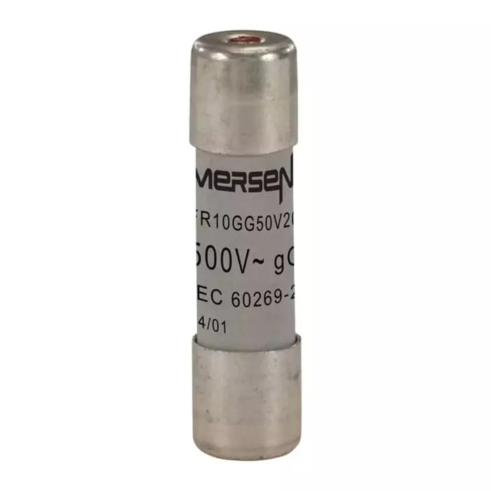 Mersen Slow-Blow Ceramic Cartridge Fuse 20 A 500 V AC 10x38 mm, FR10GG50V20I (Pack of 10 Pcs)
