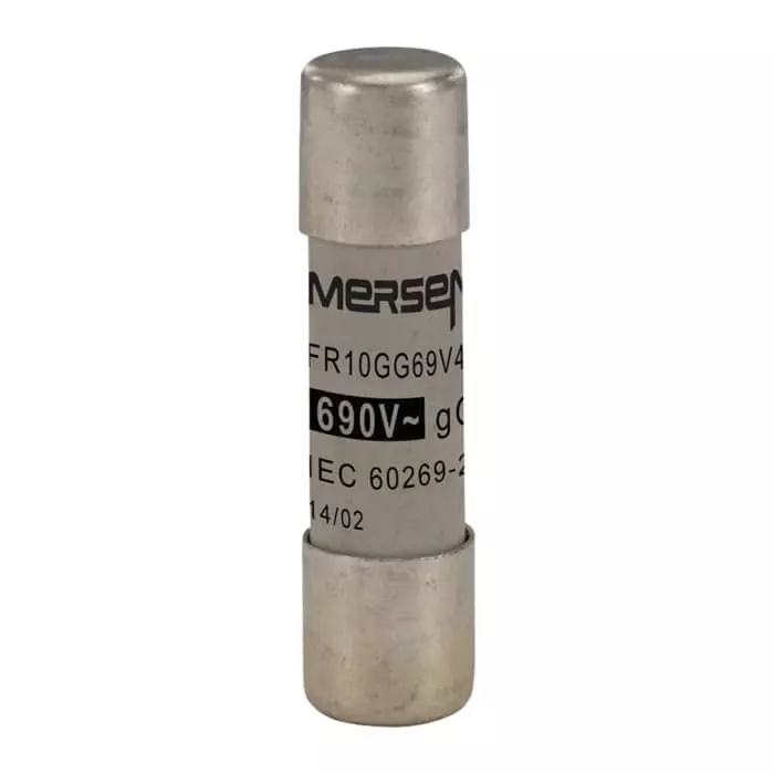 Mersen Slow-Blow Ceramic Cartridge Fuse 4 A 690 V AC 10x38 mm, FR10GG69V4 (Pack of 10 Pcs)