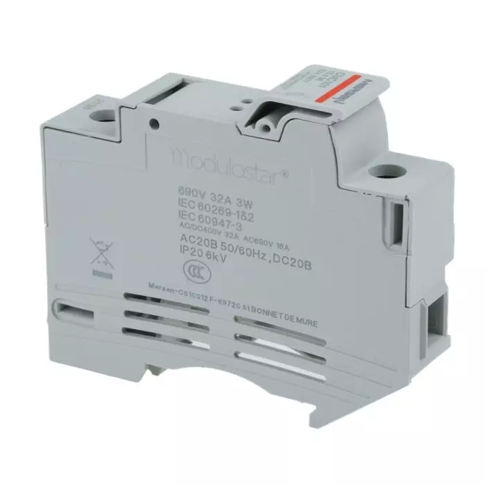 Mersen Rail Mount Fuse Holder 32 A for 10x38 mm Fuse 1P 690 V AC, P1062705 - CMC101