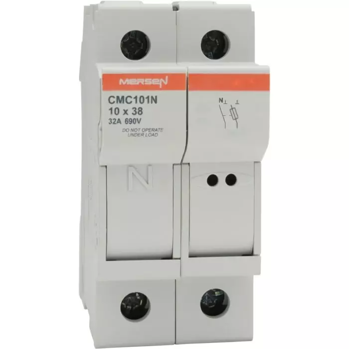 Mersen Rail Mount Fuse Holder 32 A for 10.3x38.1 mm Fuse 1+N 690 V AC, G1062698 - CMC101N