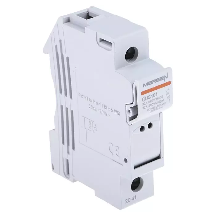 Mersen Rail Mount Fuse Holder 32 A for 10.3x38.1 mm Fuse 1P 690 V AC to 1 kV AC/DC, G1062721 - CUS101