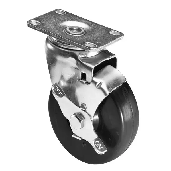 BUD INDUSTRIES Caster W/Brake Steel Black 130.17 mm (5.125 Inch) Length, RC-7761-PR