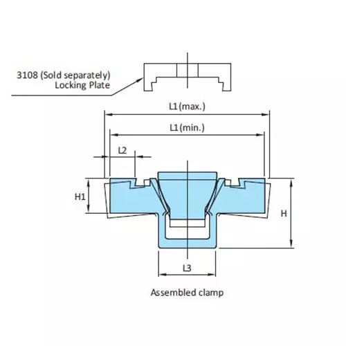 STEEL-SMITH Locking Plate 2200 N Clamping Force, 3.4 N.m Screw Stroke, 3108-06LP