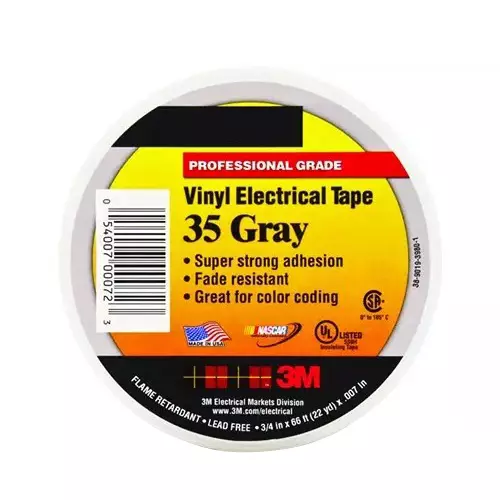 3M Electrical Insulating Tape PVC Backing Material Grey 1.9 cm Width 20.11 m Length for Industrial Use, (Pack Of 5 Pcs)