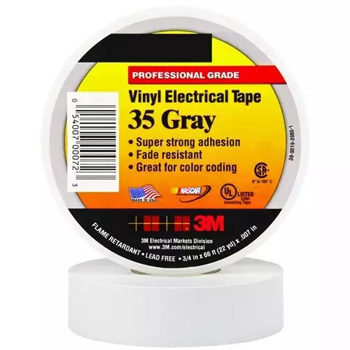 3M Electrical Insulating Tape PVC Backing Material Grey 1.9 cm Width 20.11 m Length for Industrial Use, (Pack Of 5 Pcs)