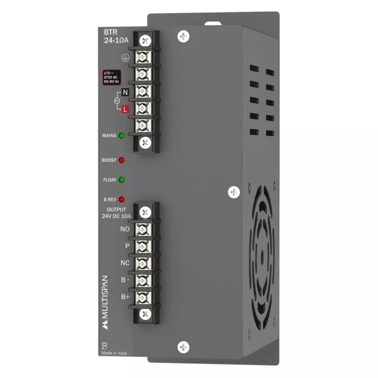 Multispan Battery Charger 170–270 V AC Input Voltage and 10 A (Boost Mode) Charging Current, BTR 24-10A