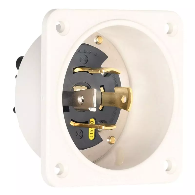 AMERICAN DENKI Hook Type Flange Inlet 250 V Rated Voltage, 4325N-L15