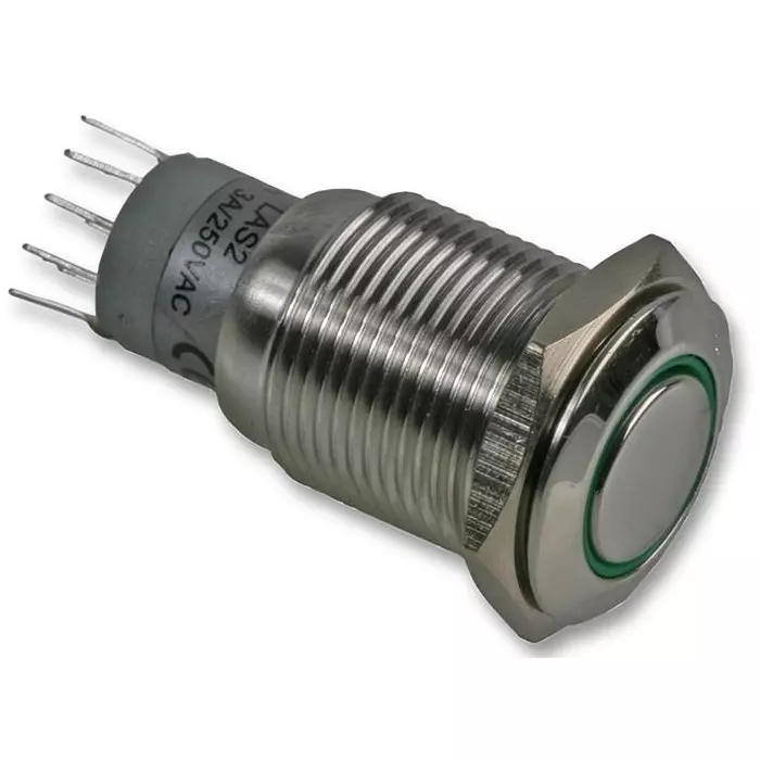 BULGIN LIMITED SWITCH, DPCO, 3A, 250VAC, GREEN RING, MP0045/1E2GN012