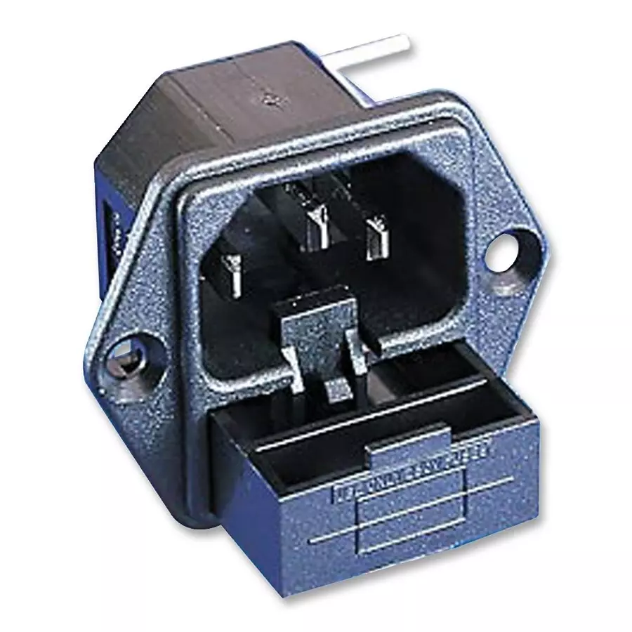 BULGIN LIMITED POWER INLET, IEC, FUSED, PC FLANGE MOUNT, PF0001/PC