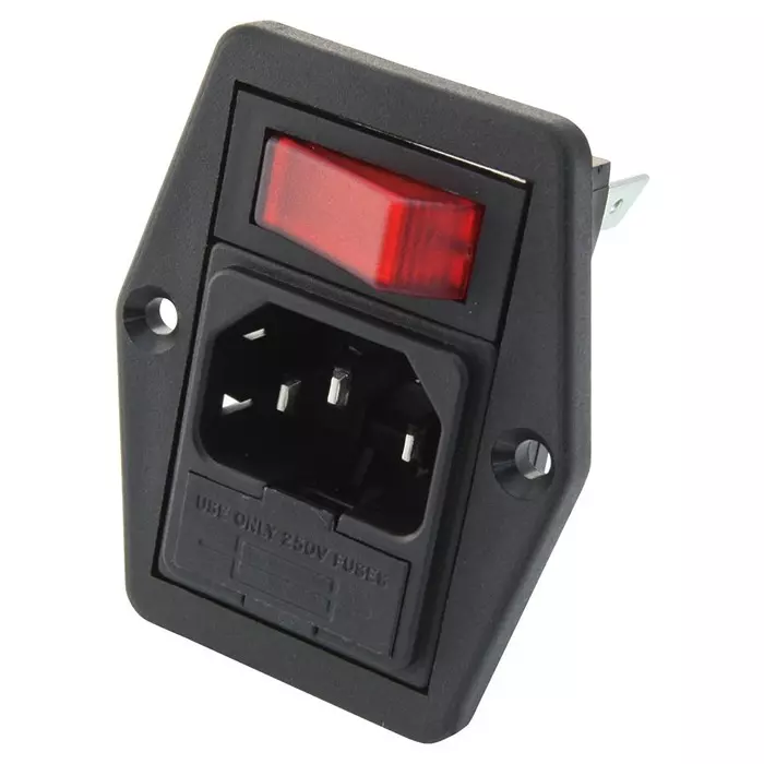 BULGIN LIMITED INLET, IEC, SP, RED, ILLUMINATED, BVB01/Z0000/02