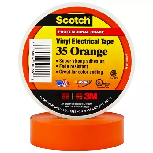 3M TAPE, INSULATION, PVC, ORG, 0.75INX66FT, 35 ORANGE (3/4X66FT)