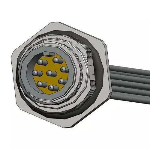 NORCOMP Sensor Cord, 8P M12 Plug-Free End, 12", MPM12A08I12BR03
