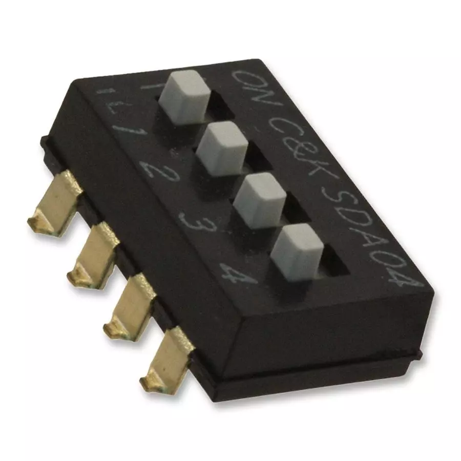 C&K COMPONENTS Switch Dip Top Slide 4Pos, SDA04H1SBD