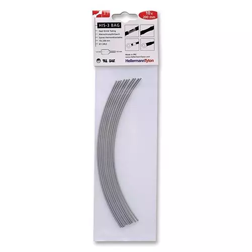 HELLERMANNTYTON Heatshrink, 3:1, 1.5 mm, Gry, Pk10, 308-30162 (Pack of 10)