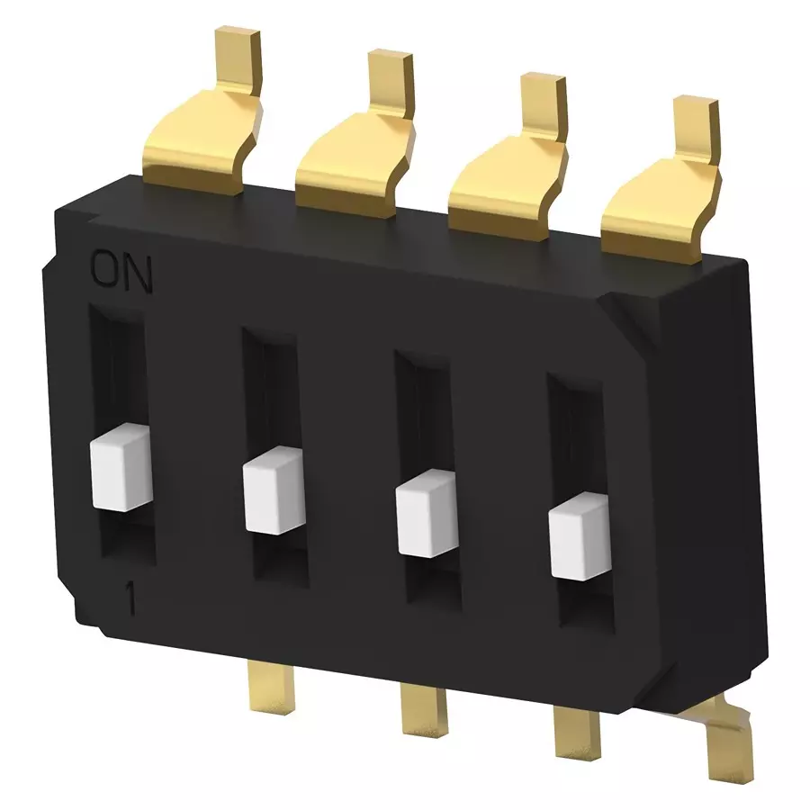 ALCOSWITCH - TE CONNECTIVITY Dip Switch, 4Pos, Spst, Slide, Smd, EDS04SGNNTU04Q