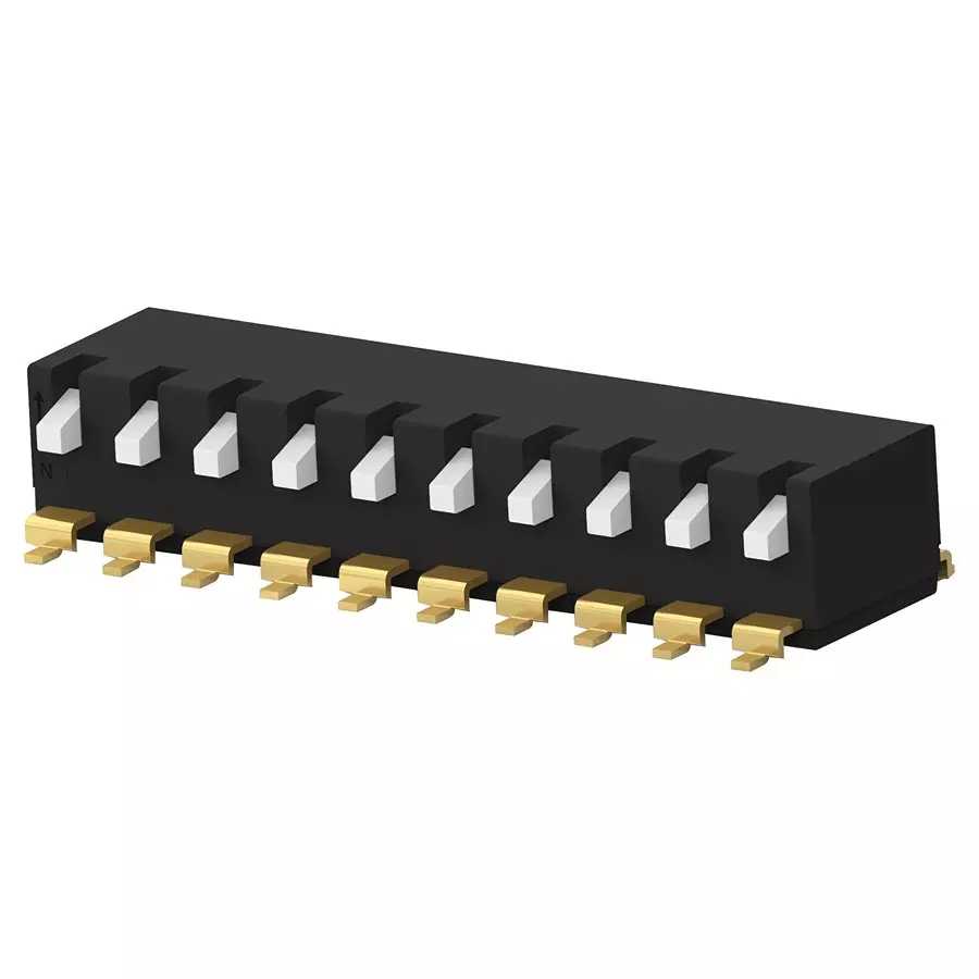 ALCOSWITCH - TE CONNECTIVITY Dip Switch, 10Pos, Spst, Piano Key, Smd, EDSP10SGLFNTR04