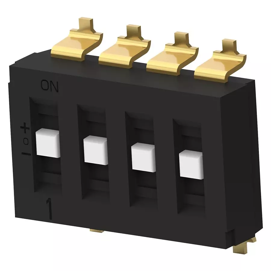 ALCOSWITCH - TE CONNECTIVITY Dip Switch, 4Pos, Sp3T, Slide, Smd, TDS04SGRSTR04