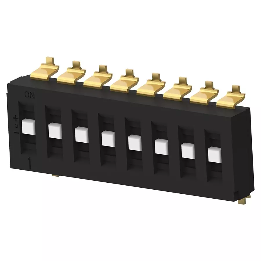 ALCOSWITCH - TE CONNECTIVITY Dip Switch, 8Pos, Sp3T, Slide, Smd, TDS08SGRSTR04