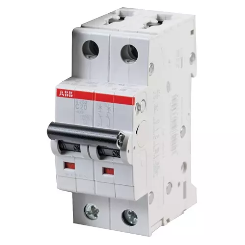 ABB Circuit Breaker, Thermal Mag, 2 Pole, S202-C20