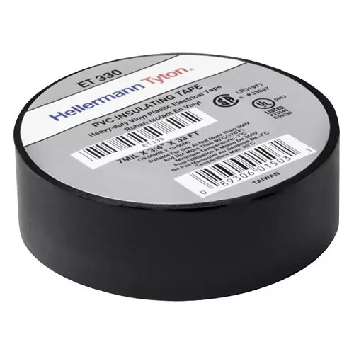 HELLERMANNTYTON Electrical Tape, Pvc, Blk, 10M X 19.05 mm, ET330 (Pack of 10)
