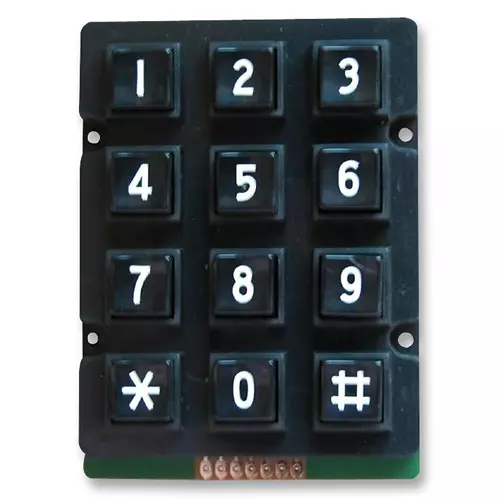Multicomp KEYPAD, IP67 Black Plastic 3X4, MCAK207NBBWWP