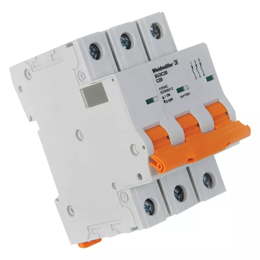 Weidmuller SUPPLEMENTARY CKT BREAKER, 3 POLE, 20A, 2480630000