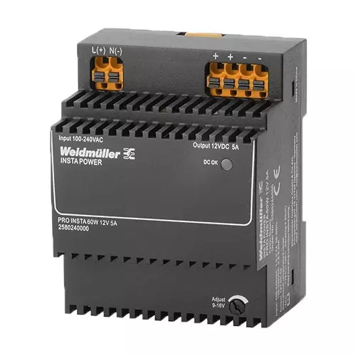 Weidmuller POWER SUPPLY, AC-DC, 12V, 5A, 2580240000