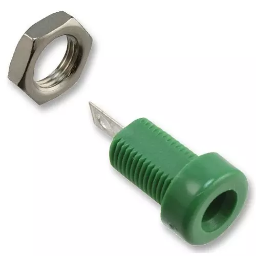 JOHNSON BANANA JACK, 15A, SOLDER, GREEN, 108-0904-001