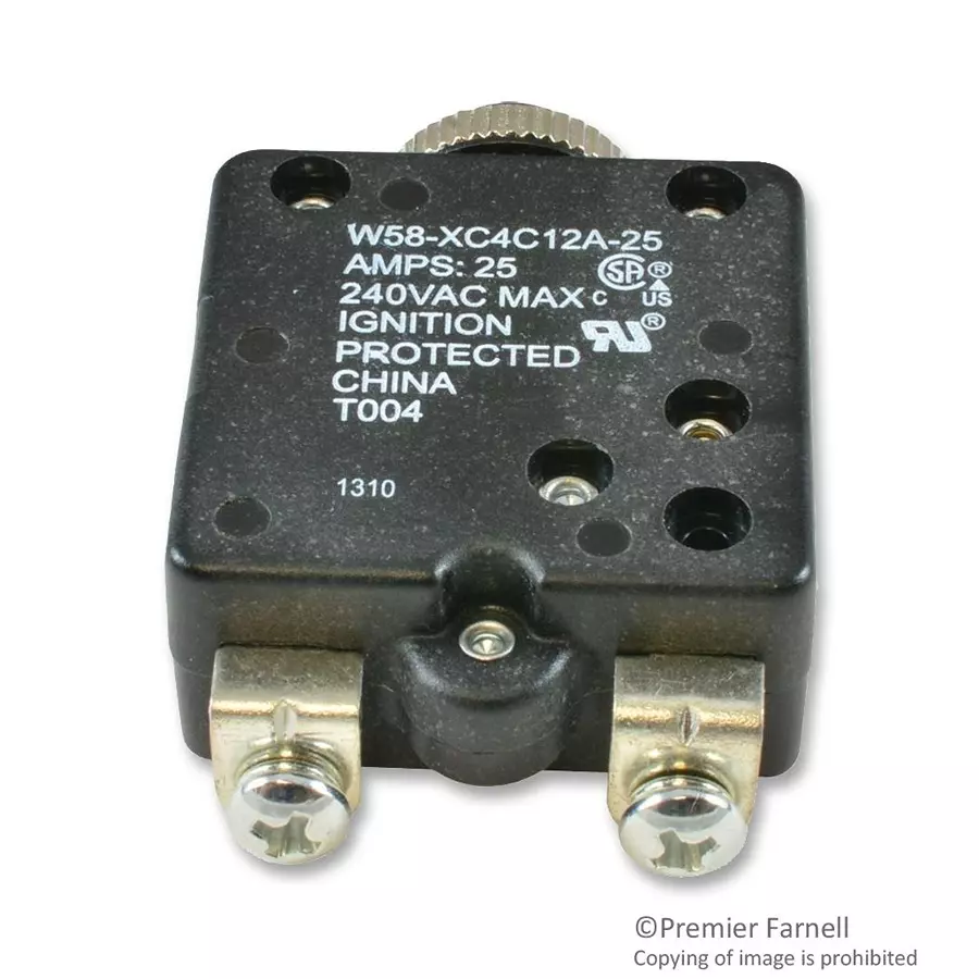 TE CONNECTIVITY CIRCUIT BREAKER, THERMAL, 1P, 250V, 25A, W58-XC4C12A-25